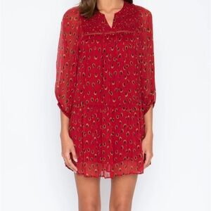 NWT Caballero VANYA DRESS IN PEACOCK RED DOT size xs